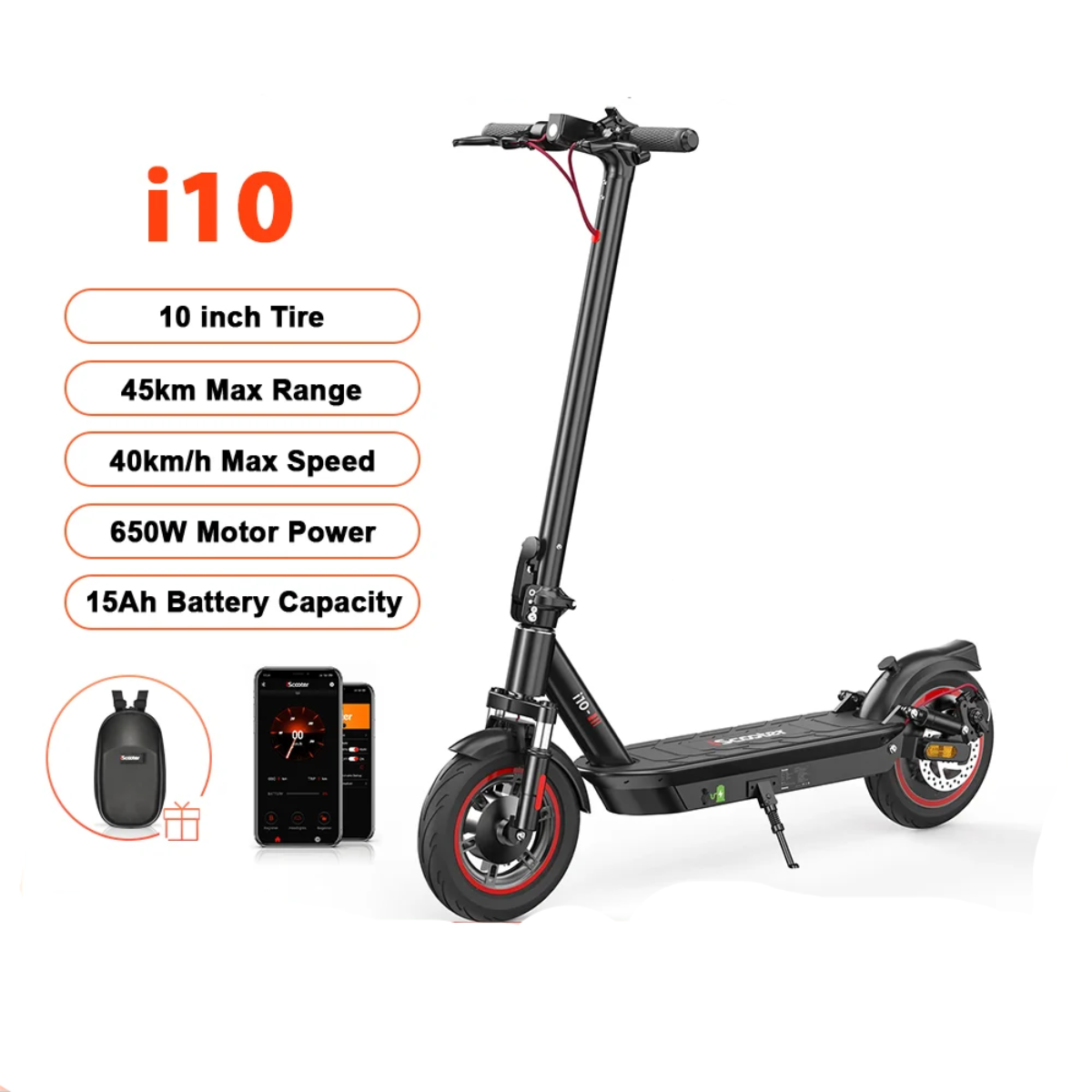 Trottinette Électrique iScooter I10 – 650W, 45 km/h, 45 km d'autonomie, Pliable, Tout-Terrain