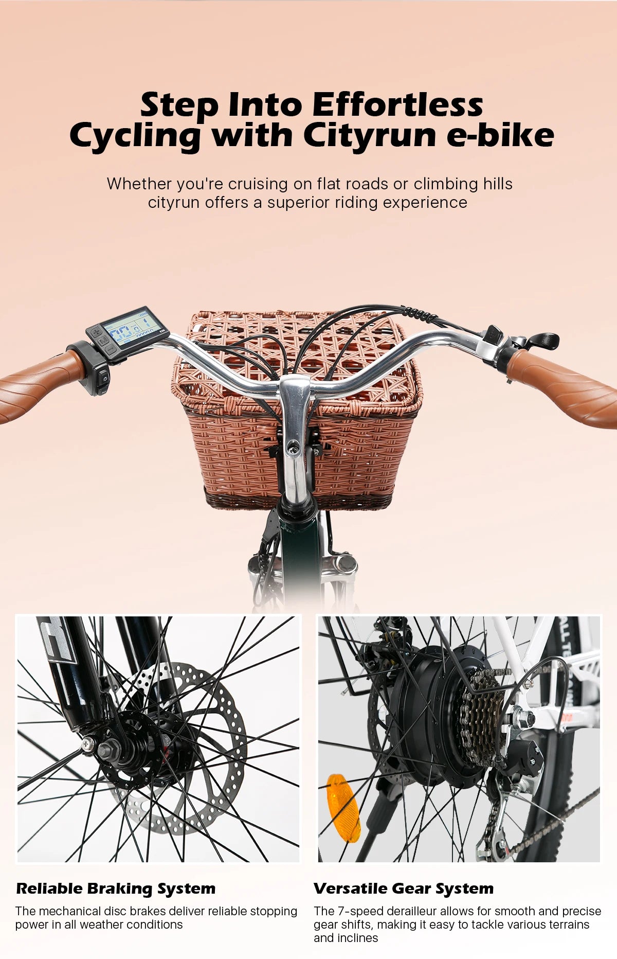 Vélo Électrique – 250W, Batterie 48V, Autonomie 80km, 26", Freins à Disque