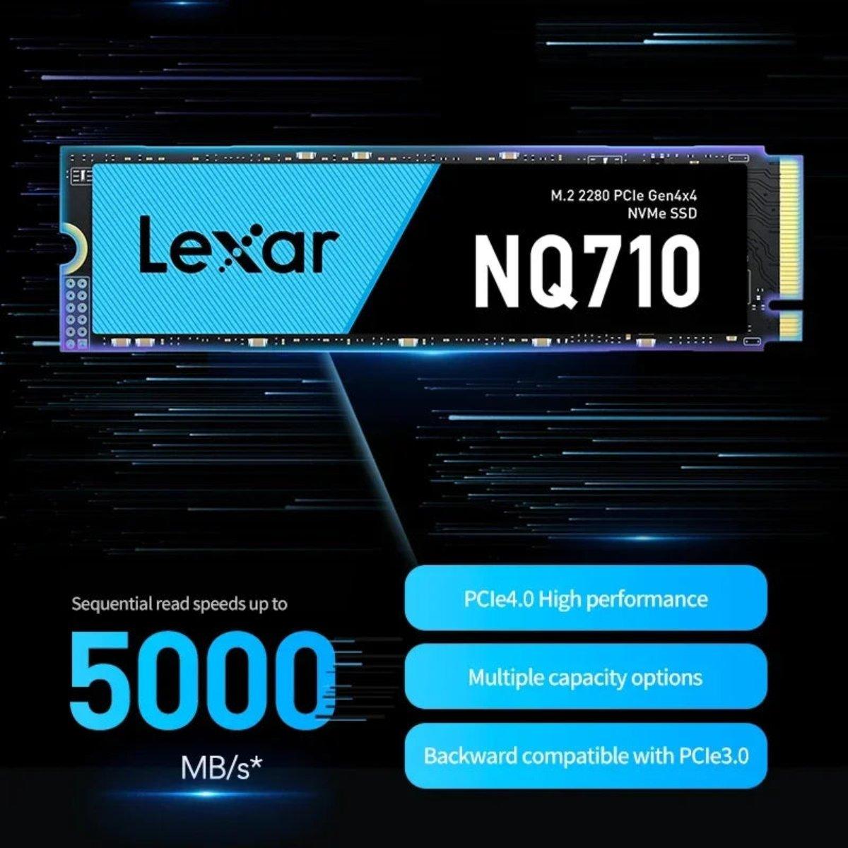 Lexar NQ710 SSD M.2 NVMe PCIe 4.0x4 1TB/500GB - Performance Ultime pour Gaming - B-konnect