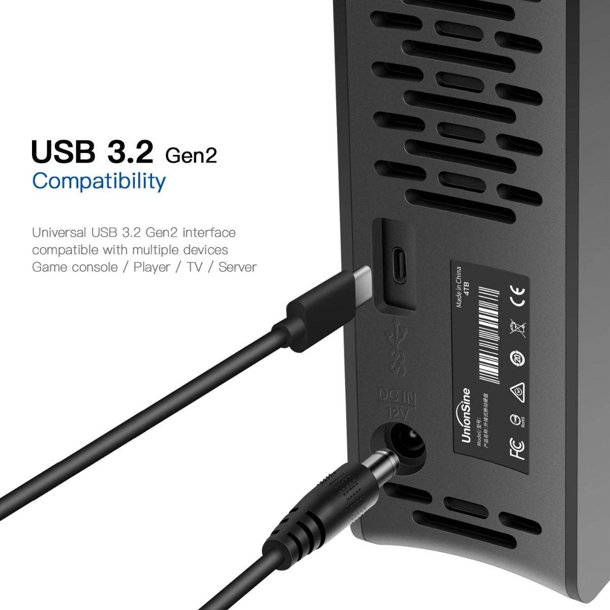 UnionSine HDD USB 3.2 Gen 4TB-16TB: Compatible PC/Mac/Console - B-konnect