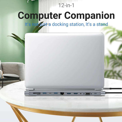 Station d'accueil USB-C 12-en-1 avec triple moniteur HDMI/VGA - B-konnect