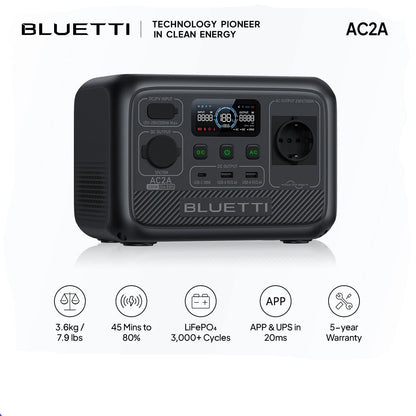 BLUETTI AC2A – Station d'Énergie Portable 204Wh | 300W LiFePO₄