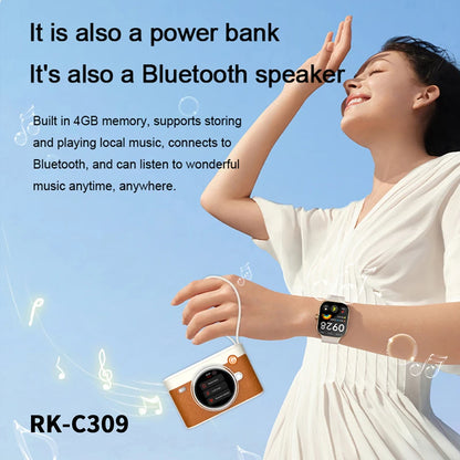 Batterie externe Intelligent AI 10000mAh avec Haut-Parleur Bluetooth – Écran Tactile HD & Design Rétro