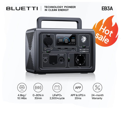BLUETTI EB3A – Station d'Énergie Portable 600W / 268Wh | Batterie LiFePO₄