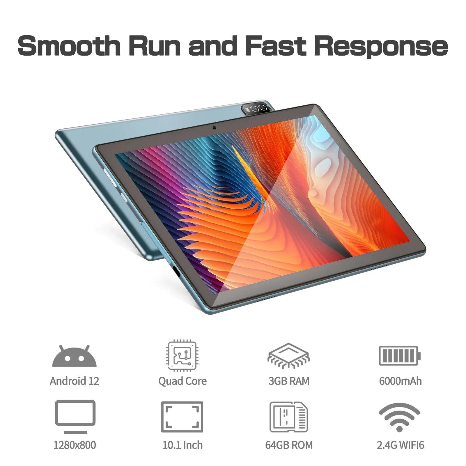 Tablette 10.1" 3GB RAM 64GB ROM Quad Core Processor WiFi 6 - B-konnect