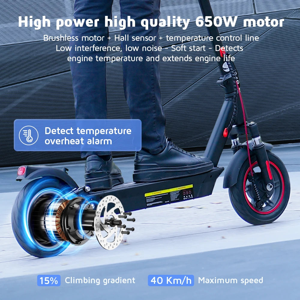 Trottinette Électrique iScooter I10 – 650W, 45 km/h, 45 km d'autonomie, Pliable, Tout-Terrain