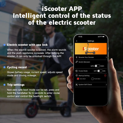 Trottinette Électrique iScooter I10 – 650W, 45 km/h, 45 km d'autonomie, Pliable, Tout-Terrain