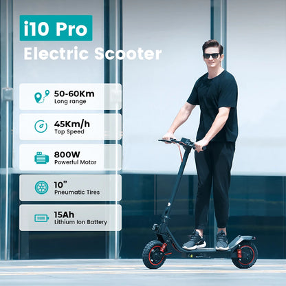 Trottinette Électrique iScooter I10 Pro – 800W, 45 km/h, 60 km d’Autonomie, Pliable