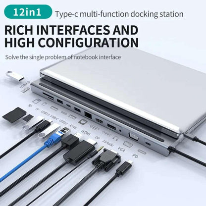 Station d'accueil USB-C 12-en-1 avec triple moniteur HDMI/VGA - B-konnect